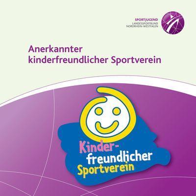 Logo eines anerkannten kinderfreundlichen Sportvereins mit lachendem Gesicht und dem Schriftzug "Kinderfreundlicher Sportverein".