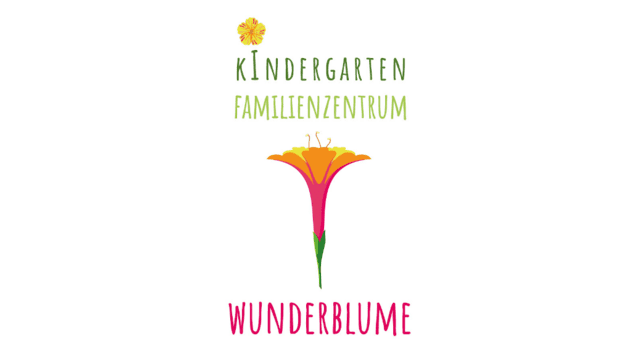 Logo des Familienzentrums "Wunderblume" mit bunten Schriftzügen und einer stilisierten Blume in der Mitte.